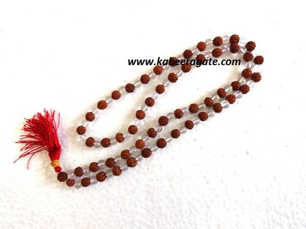 Crystal Quartz Rudraksha Jap Mala