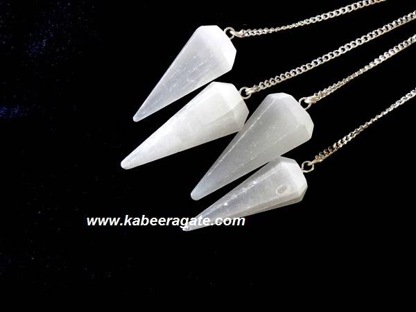 Selenite Faceted Pendulums