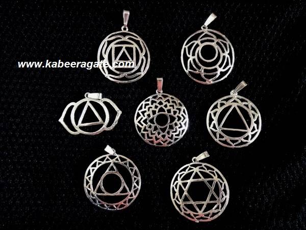 Chakra Symbol Metal Pendant Set