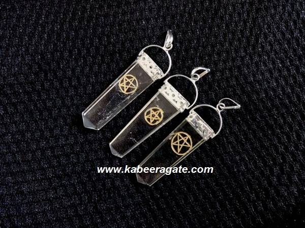 Crystal Quartz Pentagram Star Pendents