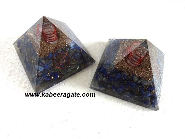 Lapiz Lazuli Orgone Pyramids With Quartz Point