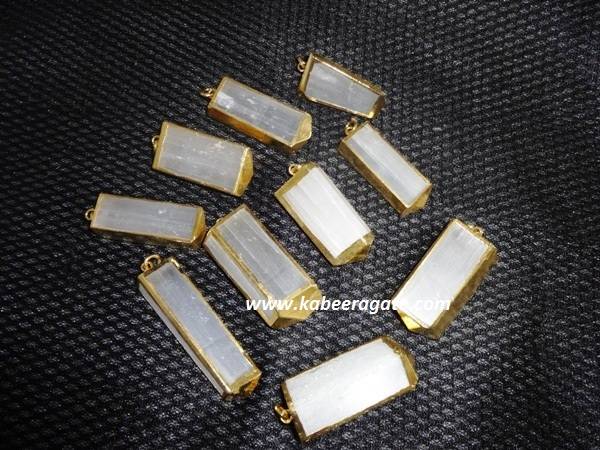 Electroplated Selanite Pendents