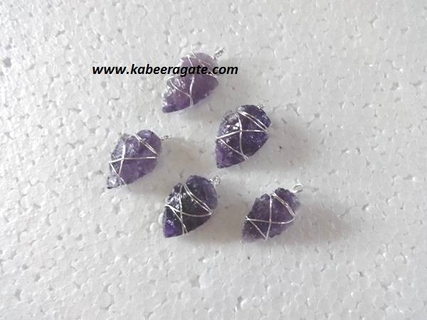 Amethyst Wire Wrap Arrowheads Pendents