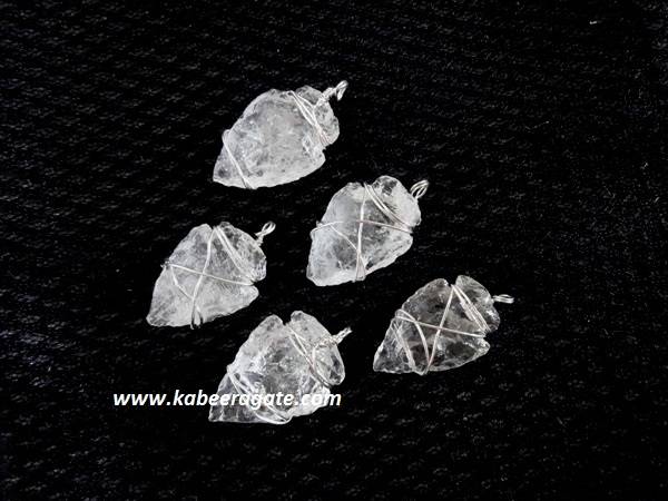 Crystal Quartz Wire Wrap Arrowheads Pendents
