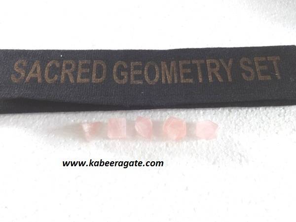 Rose Quartz Geometry Set with Pouch