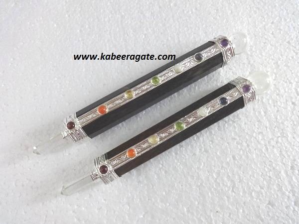 7 Chakra Black Agate Healing Stick