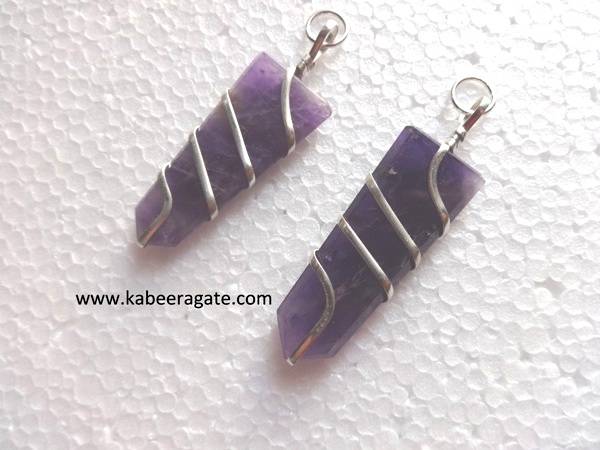 Amethyst Flat Wraped Pendants