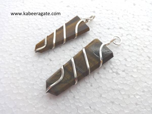 Tiger Eye Flat Wraped Pendants