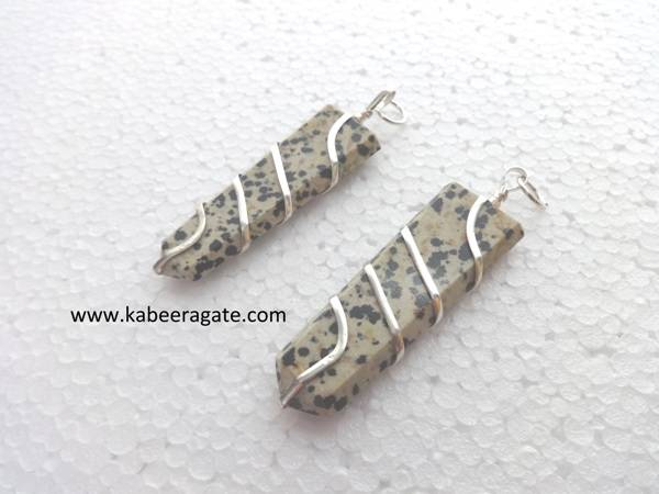 Dalmatian Jasper Flat Wraped Pendants