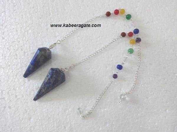Lapis Lazuli Faceted Pendulums With Chakra Chain